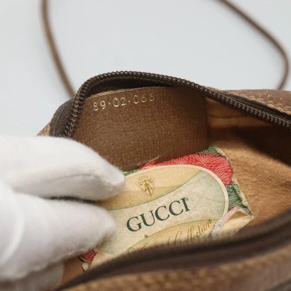 GUCCI GG Supreme Web Sherry Line Bag PVC Beige Gold 89 02 066 Auth 124761 - Picture 11 of 16